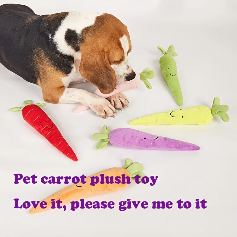 Jouet couineur en forme de carotte - Jouet à mâcher en peluche pour chiens et chats
