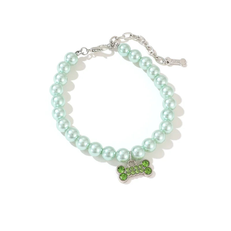 Luxury Pearl Pendant Puppy Dog Necklace Collar for Small Dogs Cats Chihuahua Pomeranian Teddy Bling Rhinestones Pet Accessories