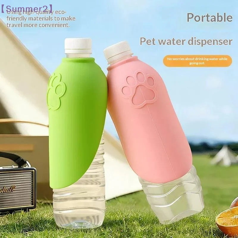 Silicone Pet Travel Water Bottle with Foldable Drinking Bowl – Leakproof, for Dogs & Cats
