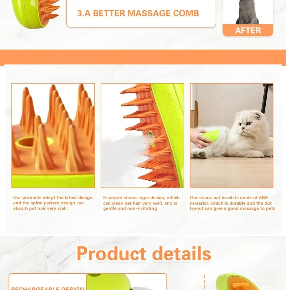 Steamy Brush - Pulvérisateur électrique pour le toilettage des animaux de compagnie