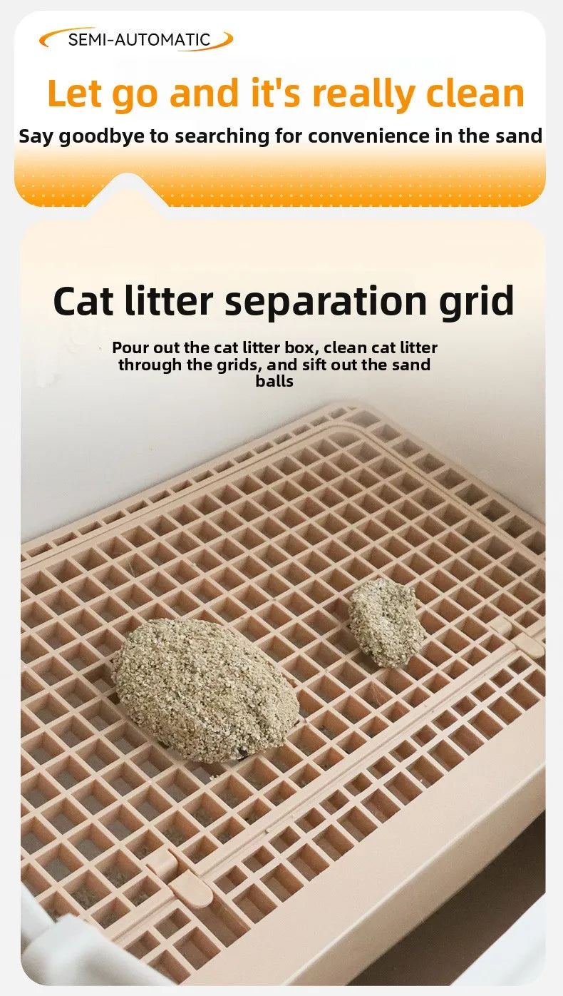 Semi-Automatic Self-Cleaning Cat Litter Box — XXL Semi-Enclosed Design, 4 Styles