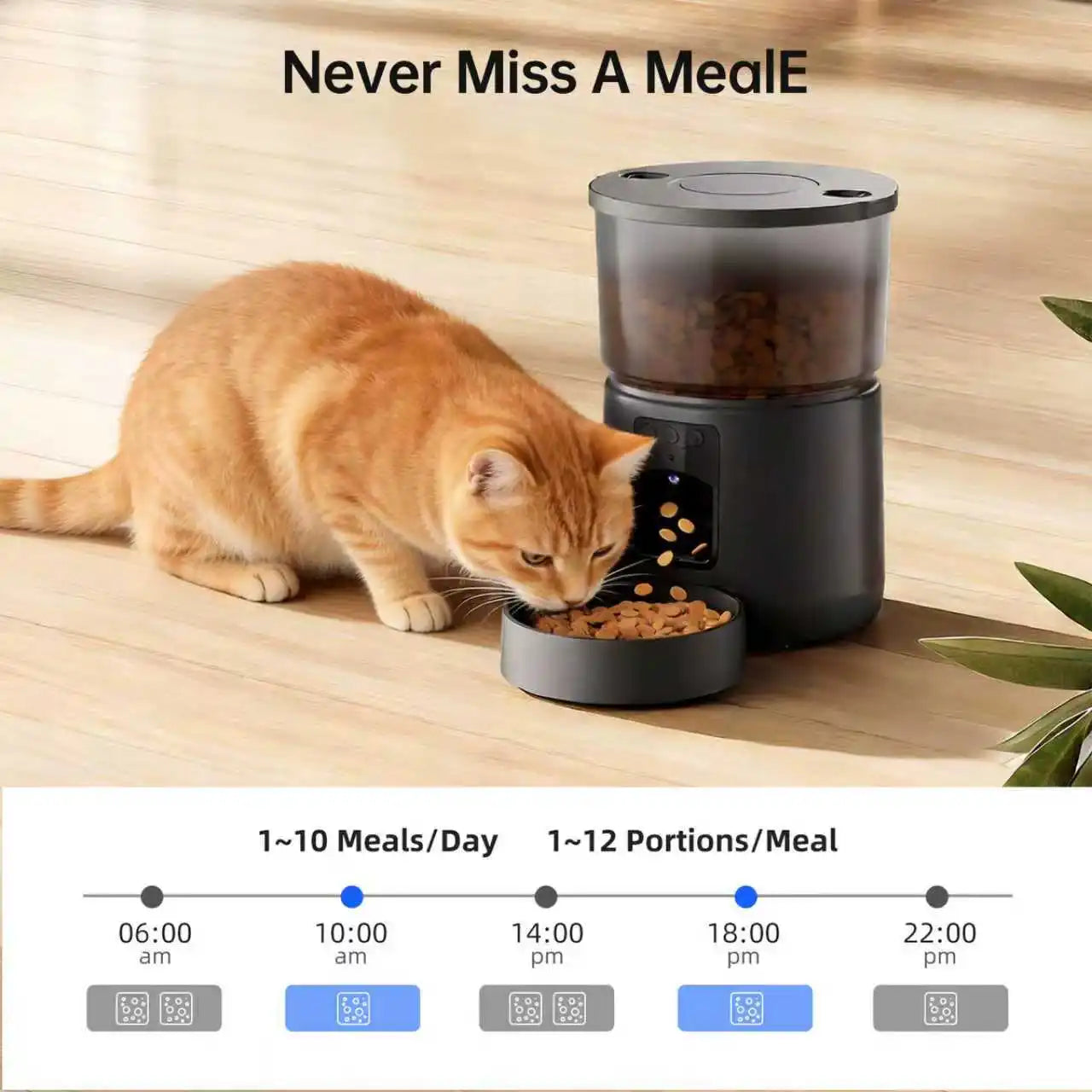 Distributeur automatique de croquettes avec caméra, mangeoire intelligente WiFi double bande pour chats et chiens, conception anti-blocage + interphone vocal