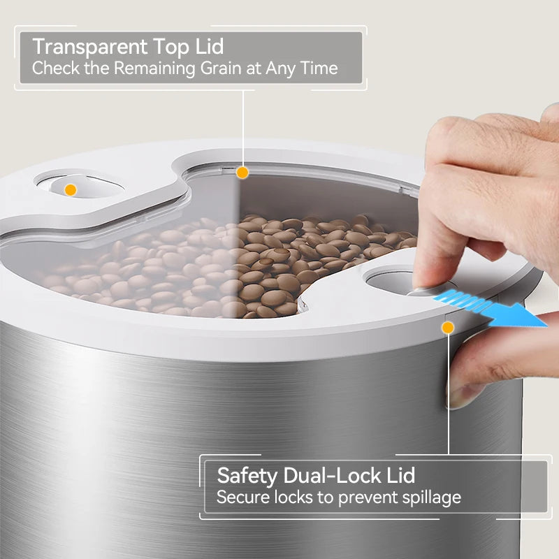Distributeur automatique intelligent pour animaux de compagnie en acier inoxydable de 4,5 L avec Wi-Fi et enregistrement vocal