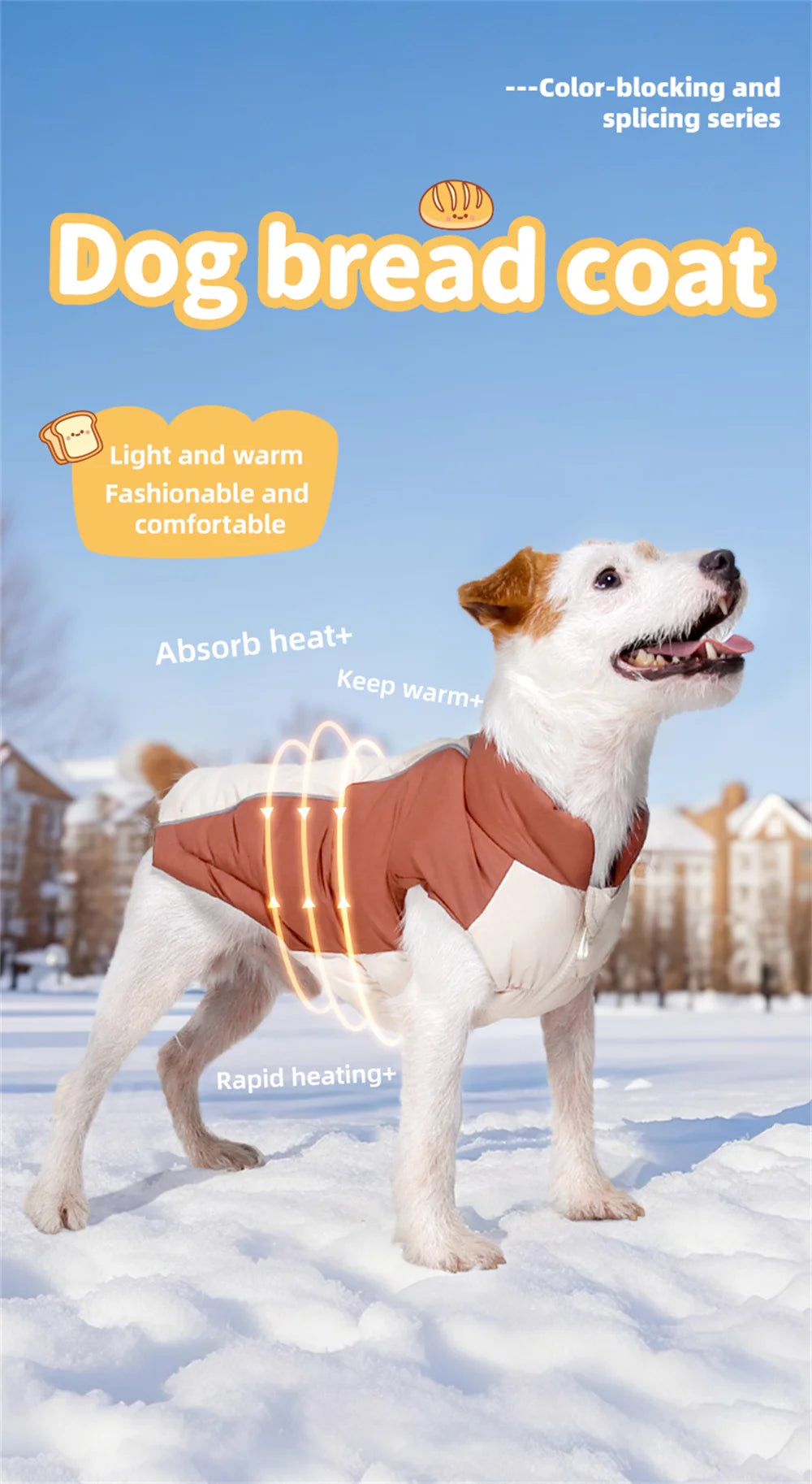 Windproof Reflective Down Jacket for Small Dogs | Harness Hole