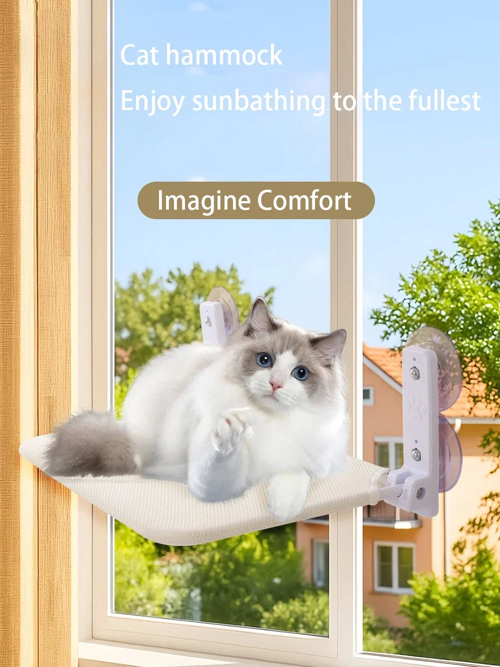Window Cat Hammock – Suction Cup Sunbathing Cat Bed