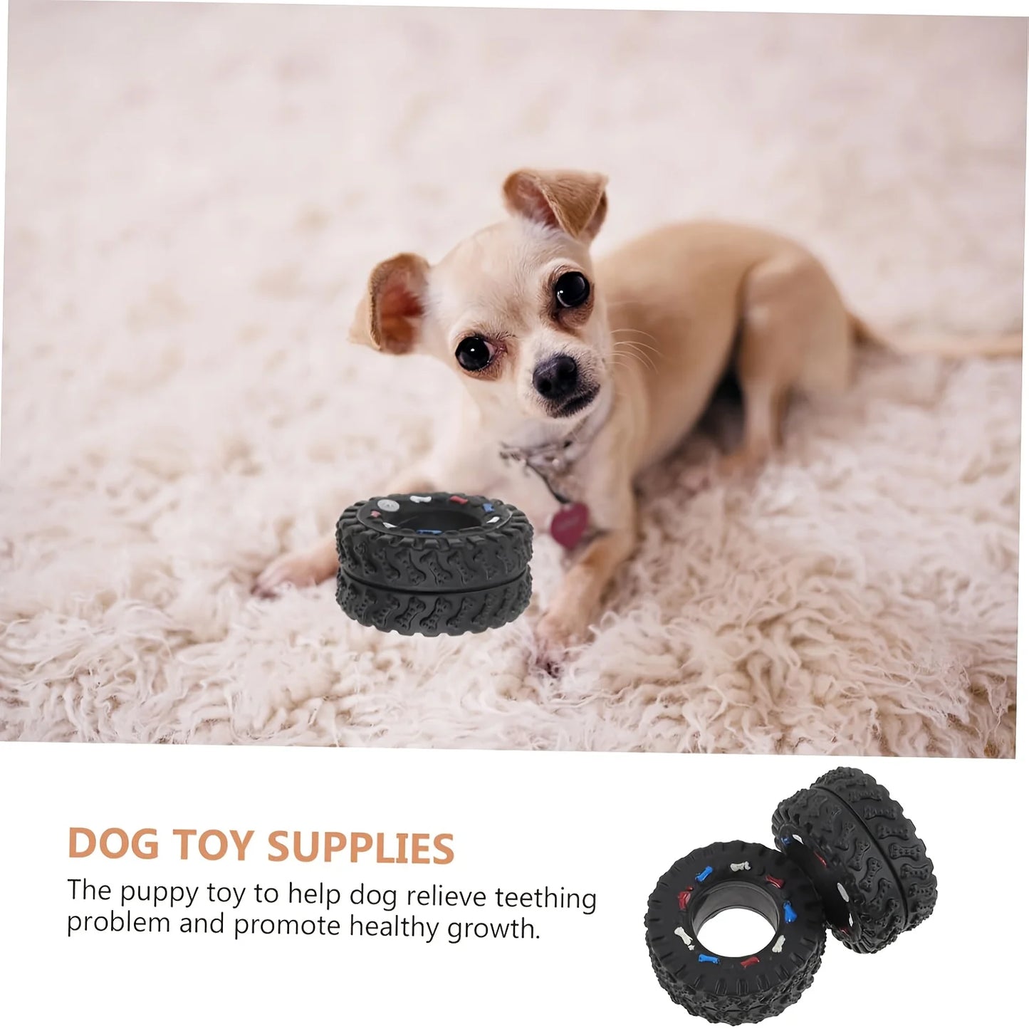 Interactive Chew Wheel Dog Toy – Durable Squeaky Teething Toy for Small & Medium Dogs