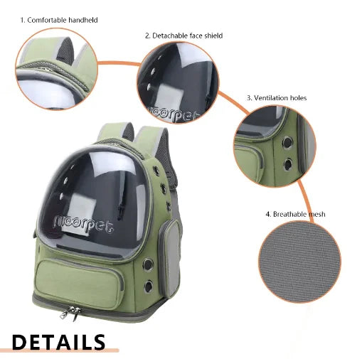 Foldable Cat Carrier Backpack with Clear Panel