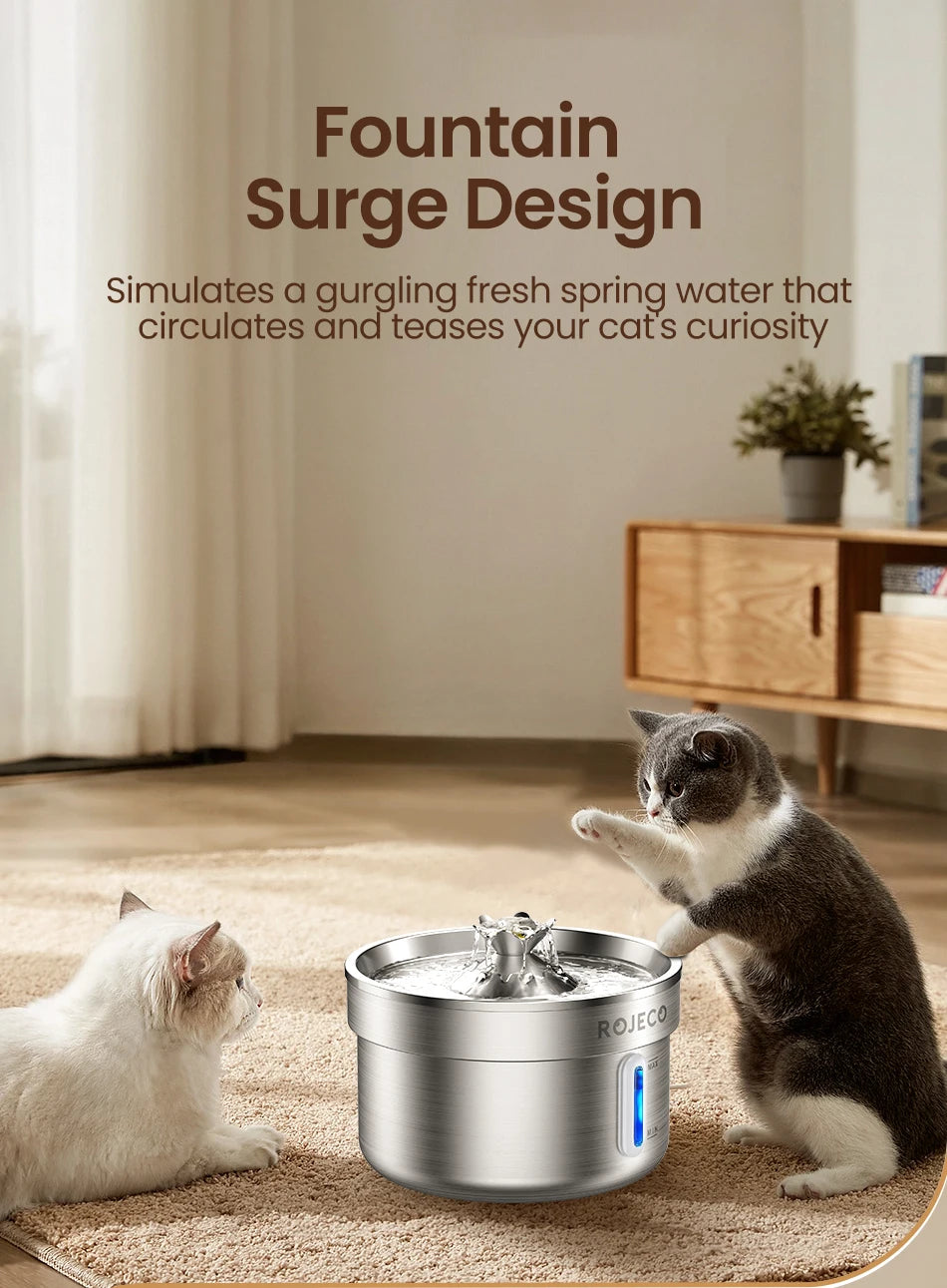 Stainless Steel Automatic Smart Pet Water Fountain for Cats & Dogs