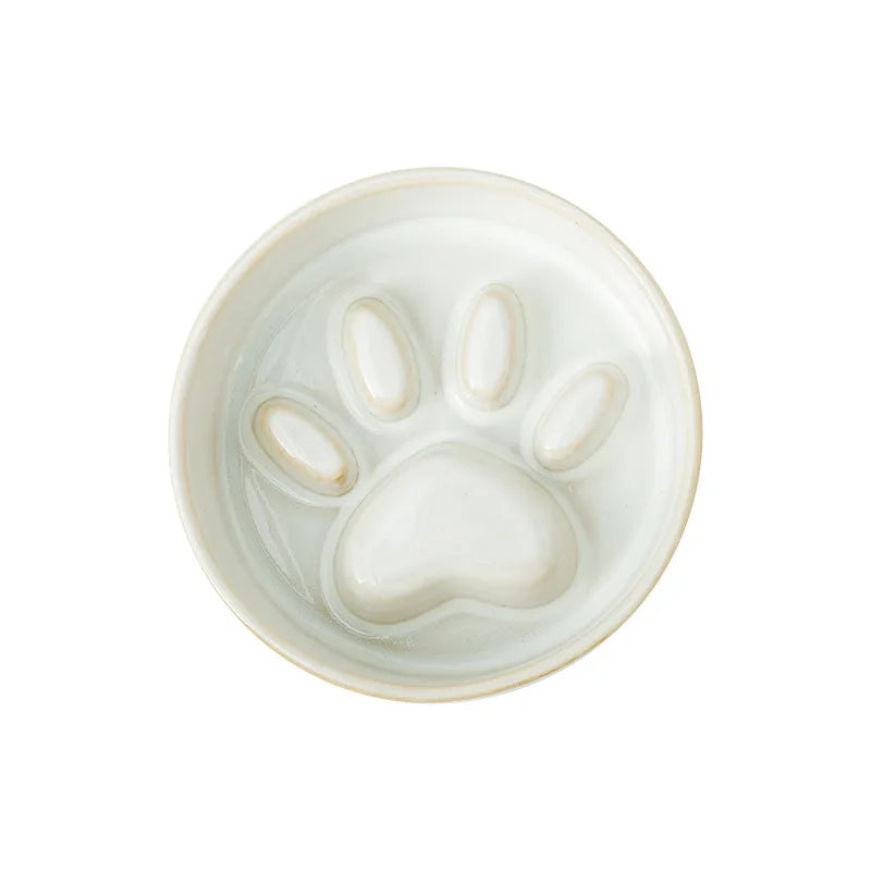 Ceramic Dog Bowl with Slow Feeder & Water Options