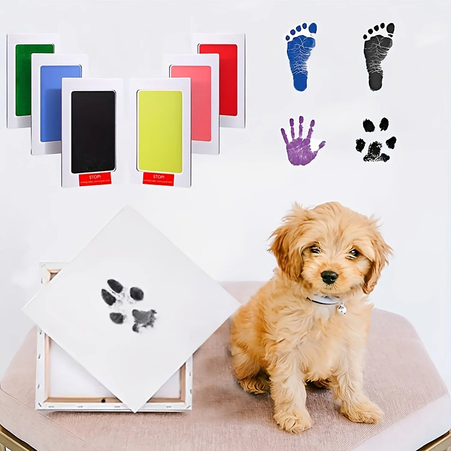 Tampon encreur sans contact pour empreintes de pattes d'animaux – Kit souvenir commémoratif pour chiens et chats