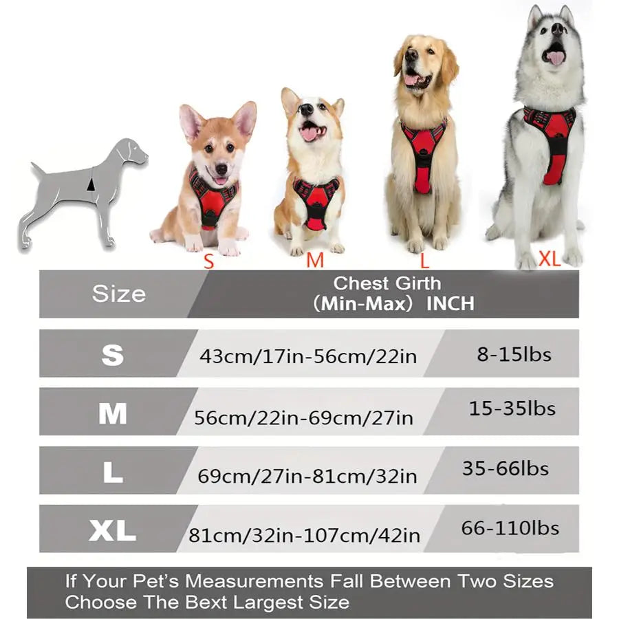 Harnais anti-traction pour chien avec attache frontale et poignée | Gilet réfléchissant robuste pour des promenades faciles