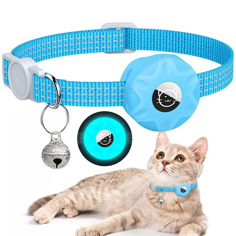 Support de collier pour animaux de compagnie avec design réfléchissant - Étui AirTag en silicone avec clochette