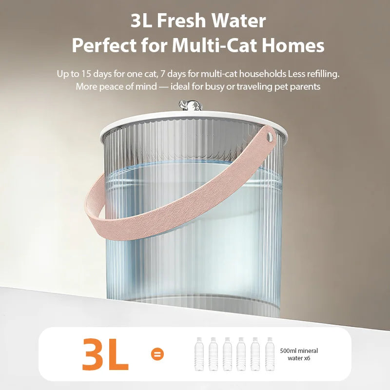 Smart Pet Water Fountain 3L Wireless Ultra Silent