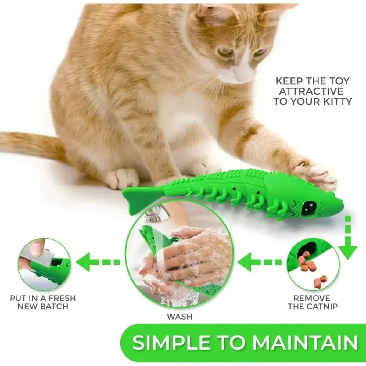 Interactive Cat Toothbrush Chew Toy - Durable Rubber Dental Care and Treat Dispenser