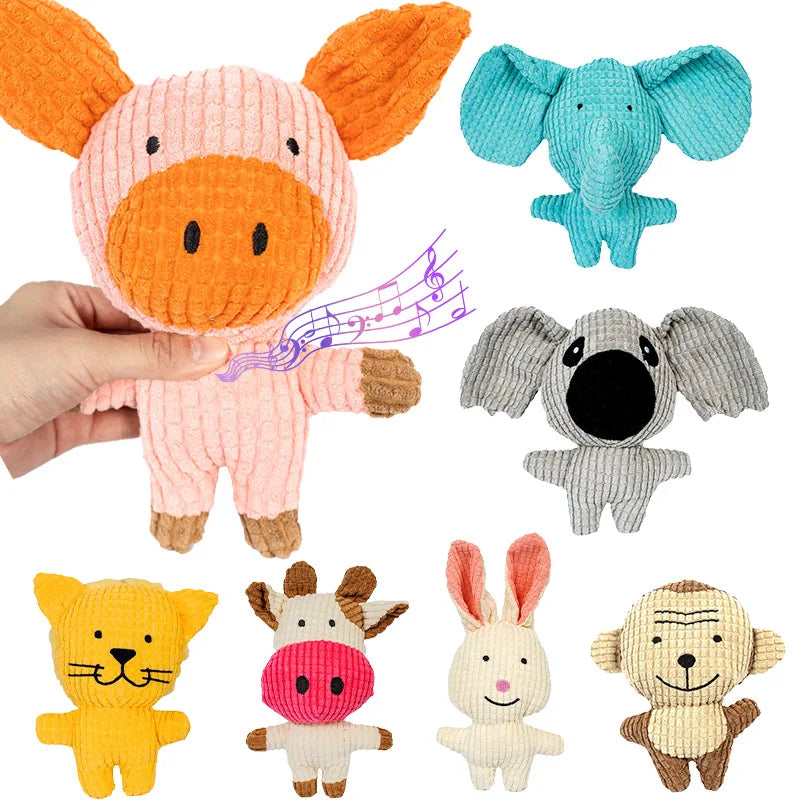 Jouet couineur interactif en peluche pour chien - Jouet à mâcher résistant en forme d'animal