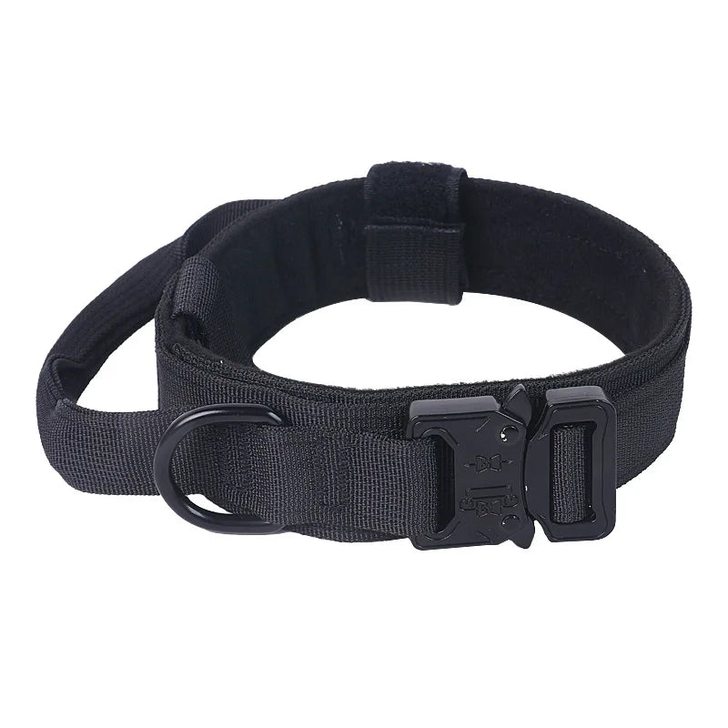 Tactical Military Nylon Dog Collar with Control Handle & Metal Buckle