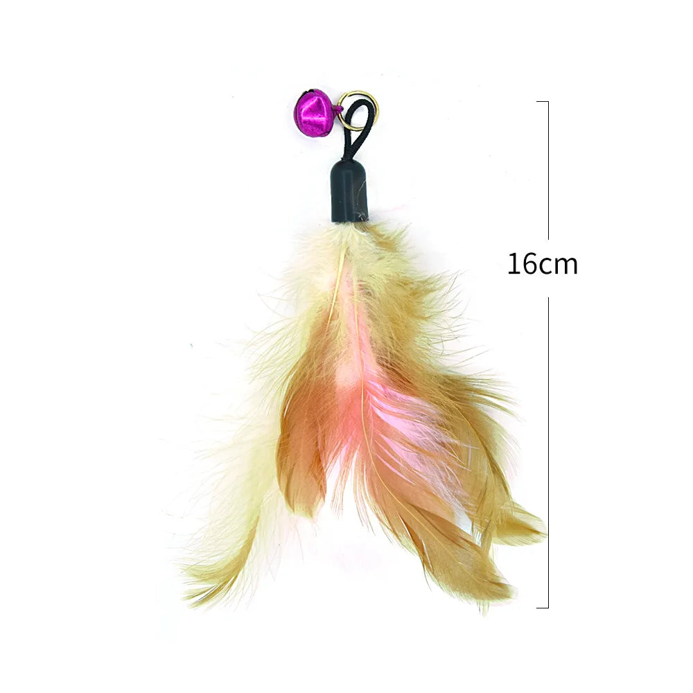 Interactive Feather Wand Cat Toy - Wire Teaser Stick for Kittens