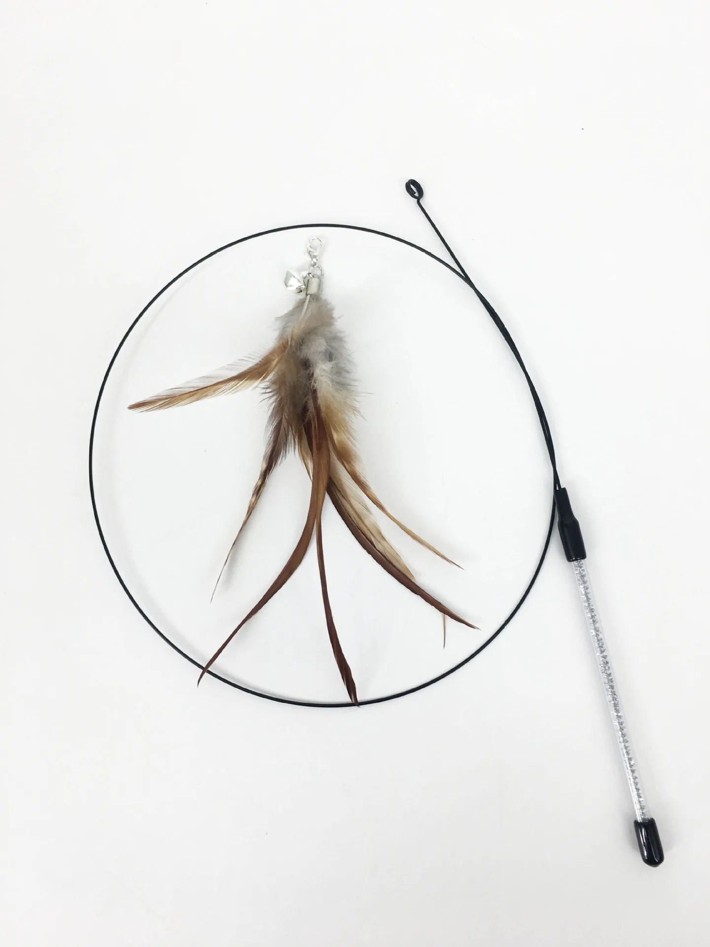 Interactive Feather Wand Cat Toy - Wire Teaser Stick for Kittens