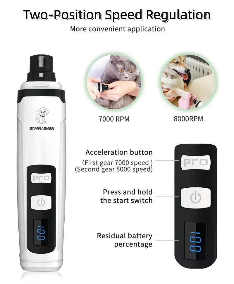 Electric Pet Nail Grinder with LED Light