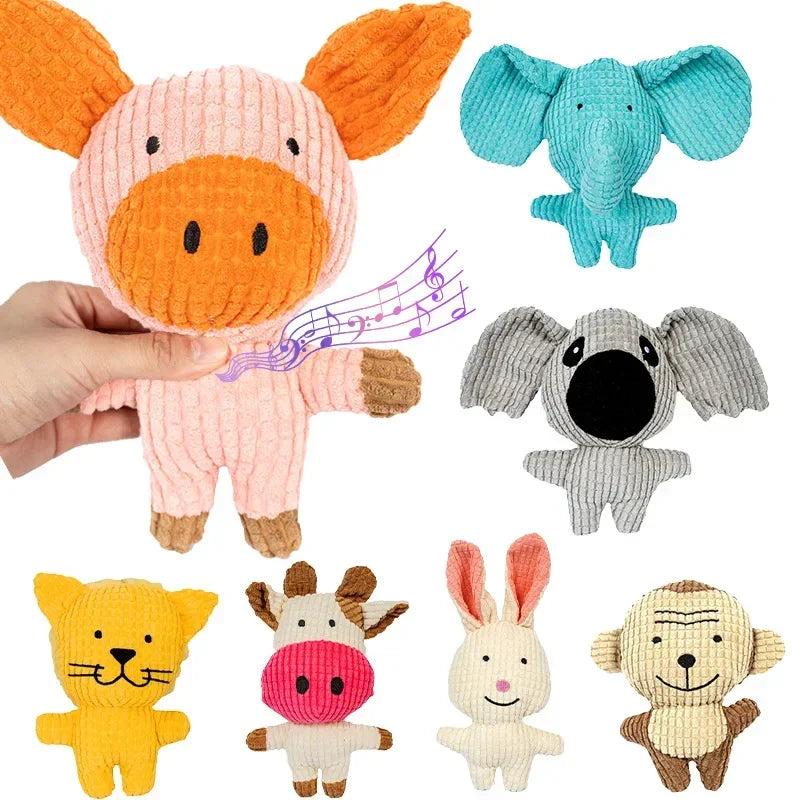 Plush Squeaky Dog Toy - Bite Resistant Chew Toy for Small Dogs (Cute Animal Designs)