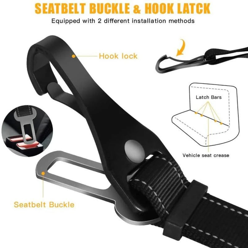 Adjustable Reflective Dog Car Seat Belt Safety Leash