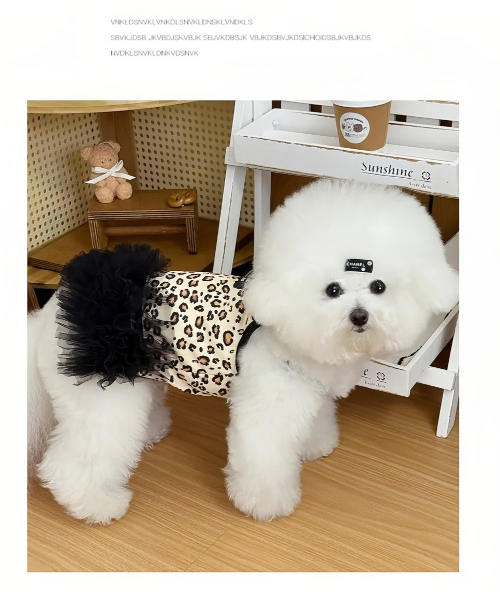 Leopard Print Mesh Slip Dress for Dogs & Cats | Summer Princess Dress for Puppies, Pomeranians & Sphynx Cats