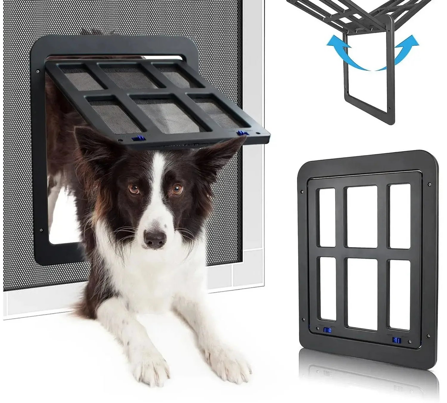 Dog Door for Sliding Screen - 11"x13" Lockable Magnetic Pet Door
