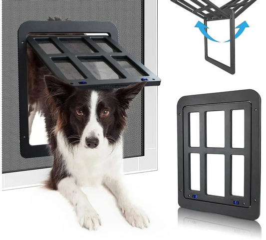 Dog Door for Sliding Screen - 11"x13" Lockable Magnetic Pet Door