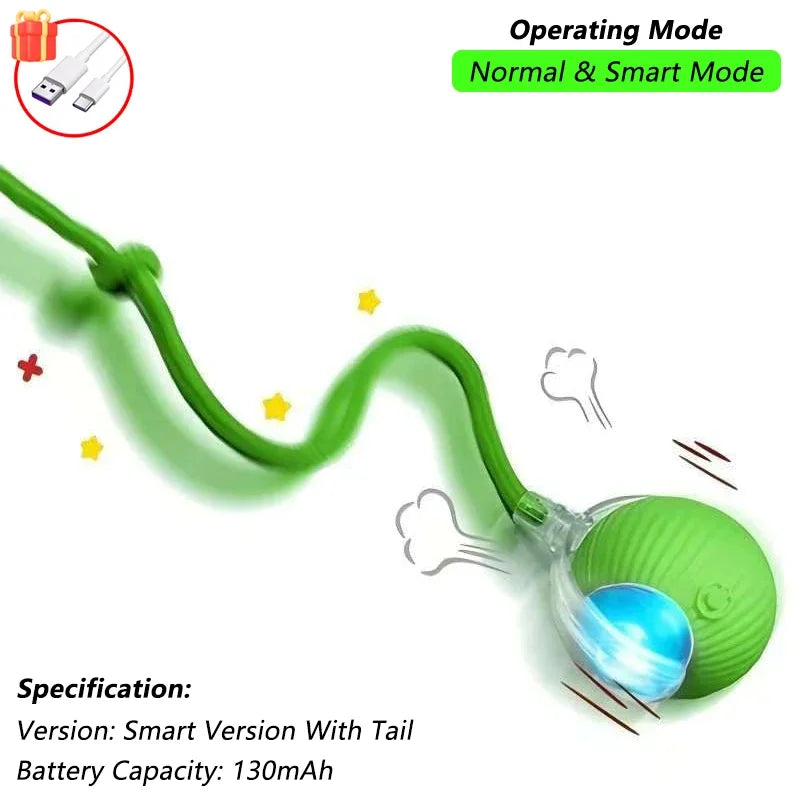 Balle interactive pour chat - Balle roulante automatique avec queue - Soins pour animaux plus intelligents