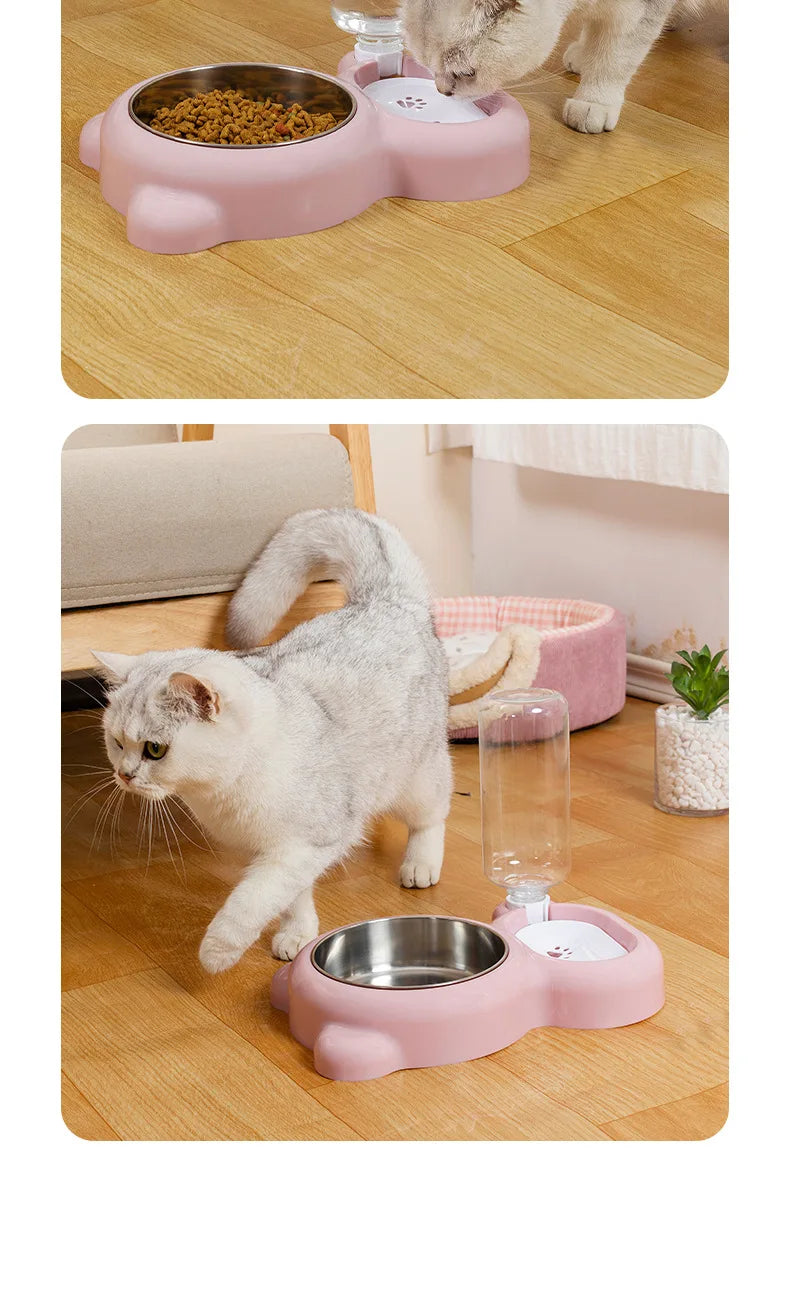 Set de gamelles doubles pour chat, distributeur d'eau automatique pour animaux de compagnie pour les garder hydratés et nourris