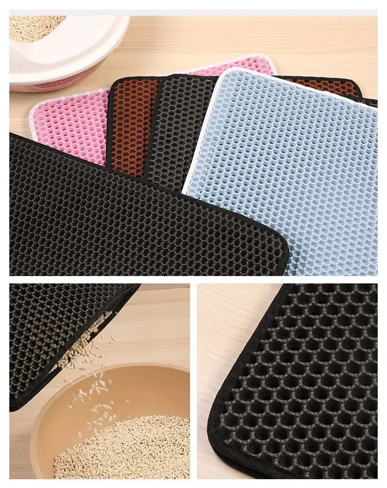 Tapis de litière pour chat avec cadeau - Tapis de litière pour animaux de compagnie double couche étanche