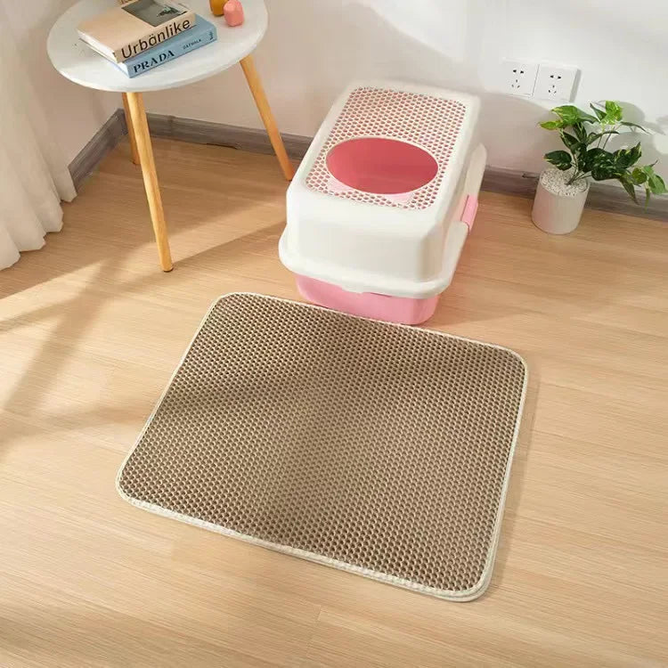 Tapis de litière pour chat avec cadeau - Tapis de litière pour animaux de compagnie double couche étanche