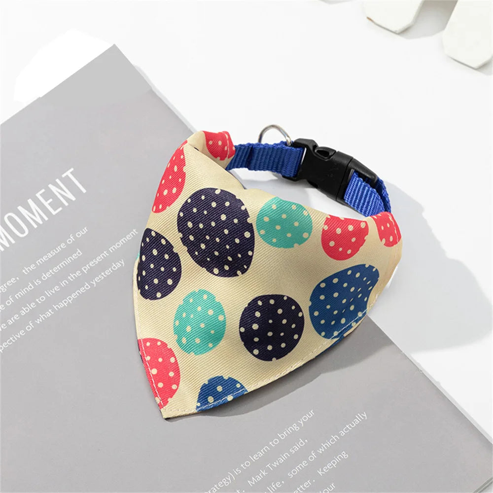 Cute Print Cat Dog Collar with Bandanas for Small Dogs Yorkshire Chihuahua Puppy Triangular Bandage Pet Accessories Supplies