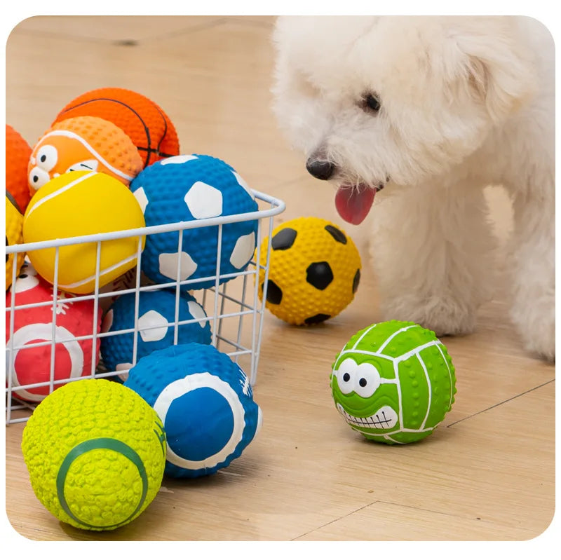 Squeaky Latex Dog Ball – Sports Style Chew Toy