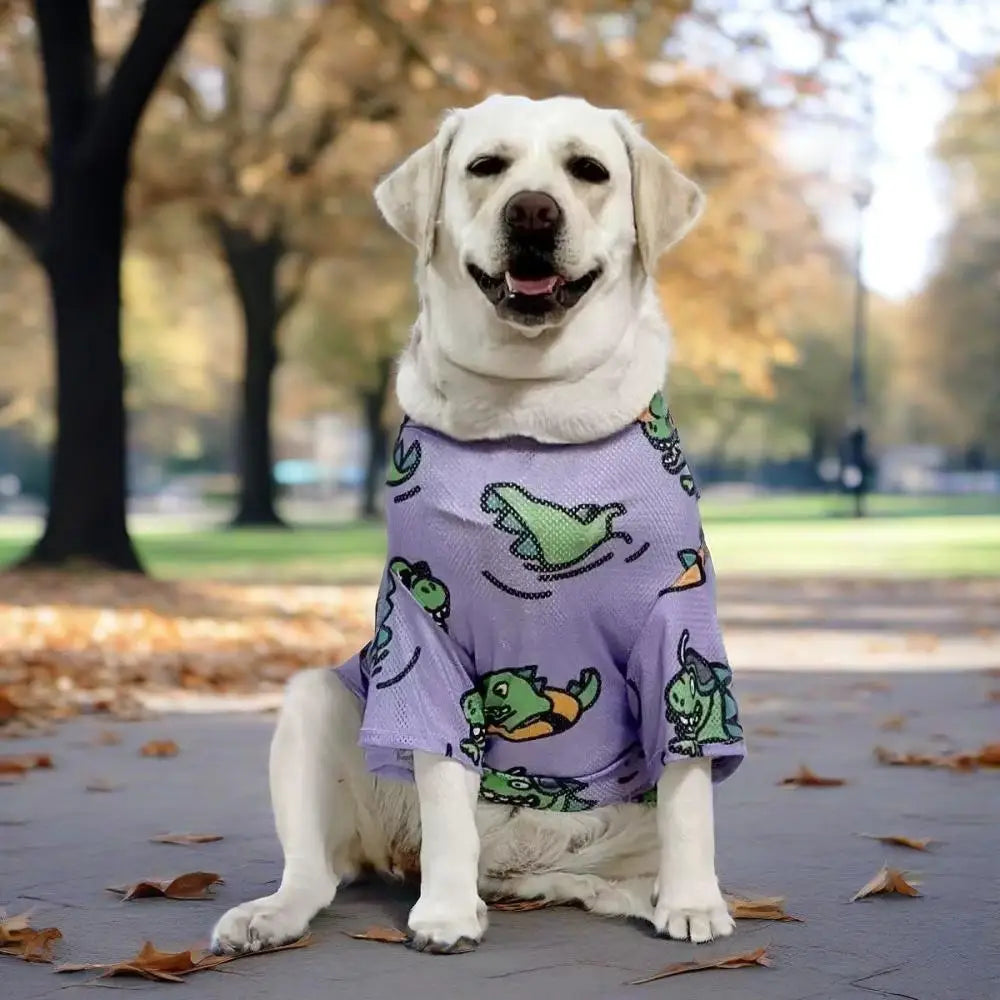 Cartoon Print Dog Cooling Vest Shirt | Soft Summer Top for Medium & Large Dogs