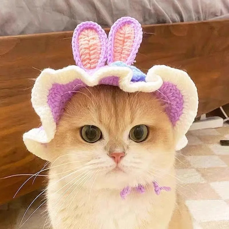 Knitted Hat & Scarf Costume Set for Cats