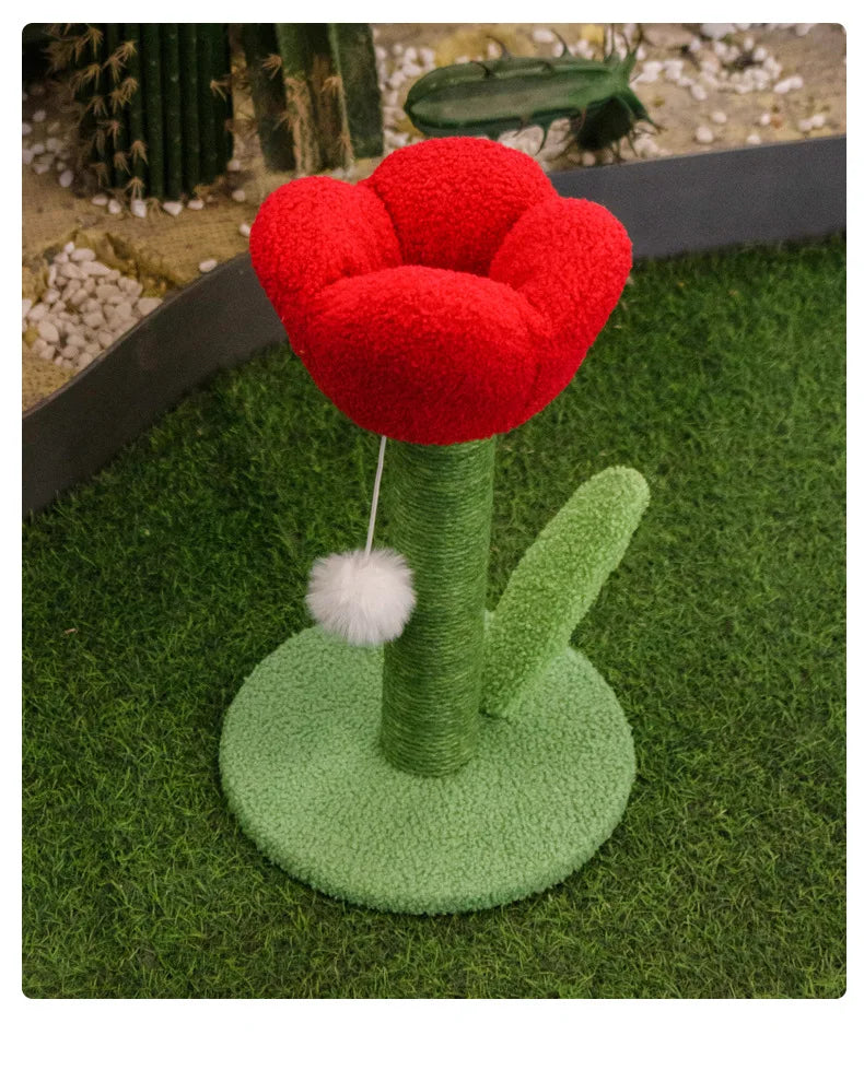 Tulip Cat Tower with Sisal Scratching Post & Kitten Teaser