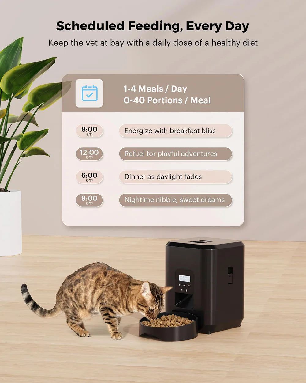Smart Automatic Pet Feeder with LCD Display - Timed Slow Food Dispenser