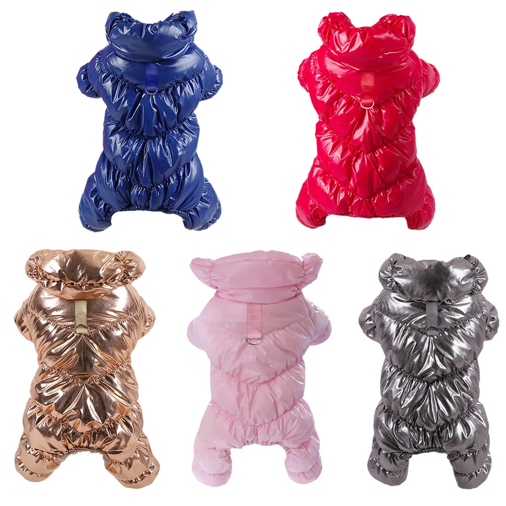 Waterproof Fleece Dog Jumpsuit with D-Ring for Small Dogs