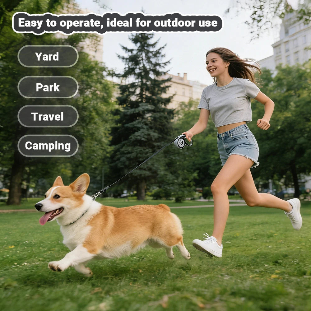 Retractable Dog Leash with One-Button Lock