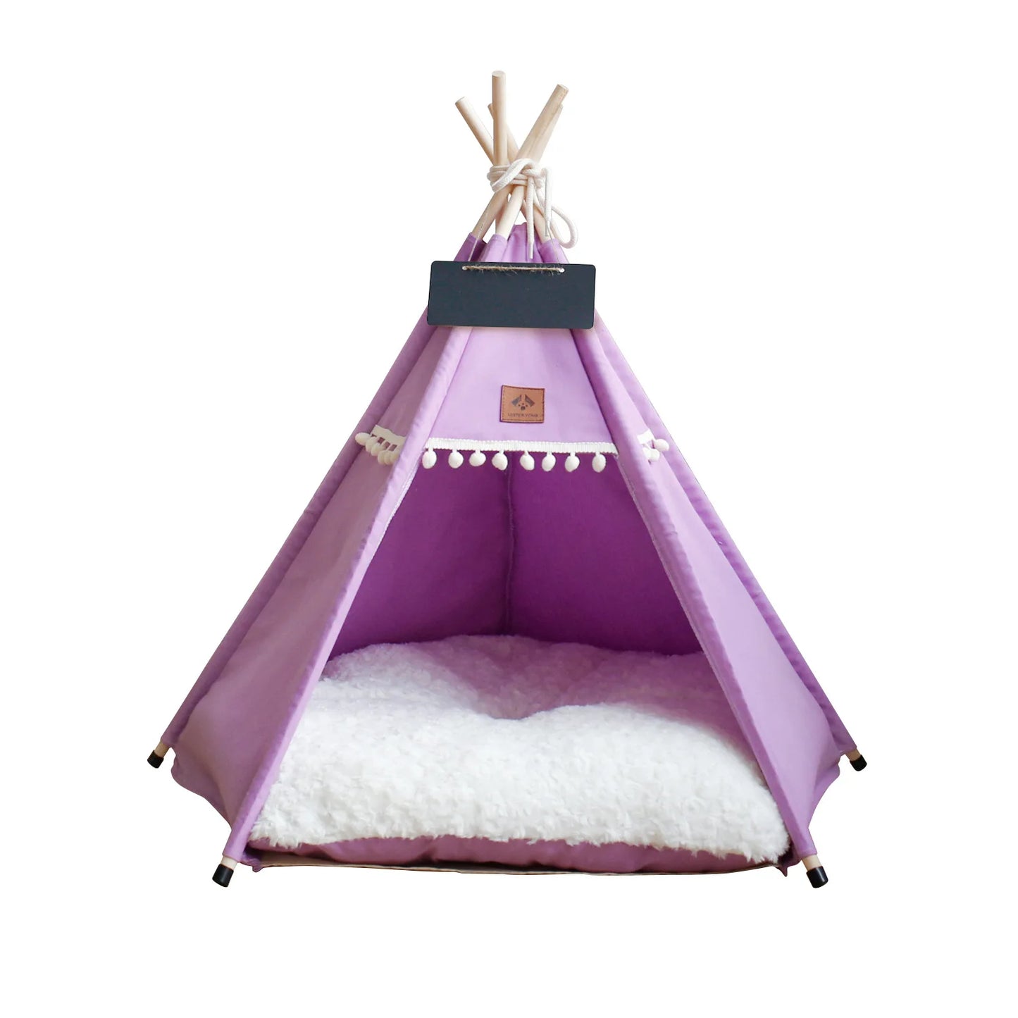 Indoor Pet Teepee Tent Bed with Thick Cushion – Canvas, Washable