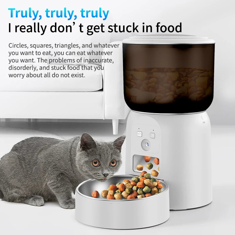 3L Smart Pet Feeder with HD Camera & Stainless Steel Bowl