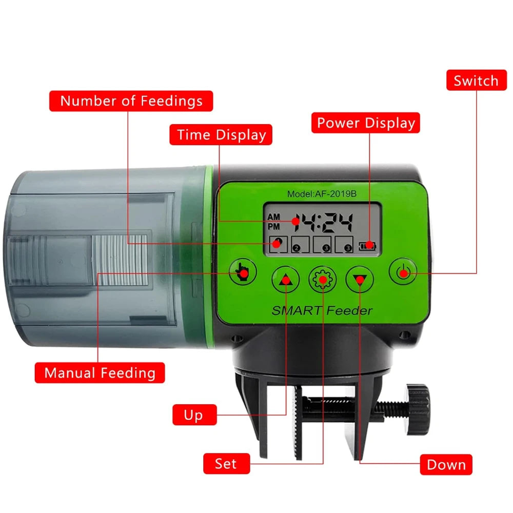 Distributeur automatique intelligent de nourriture pour aquarium à grande capacité et avec fonction de minuterie