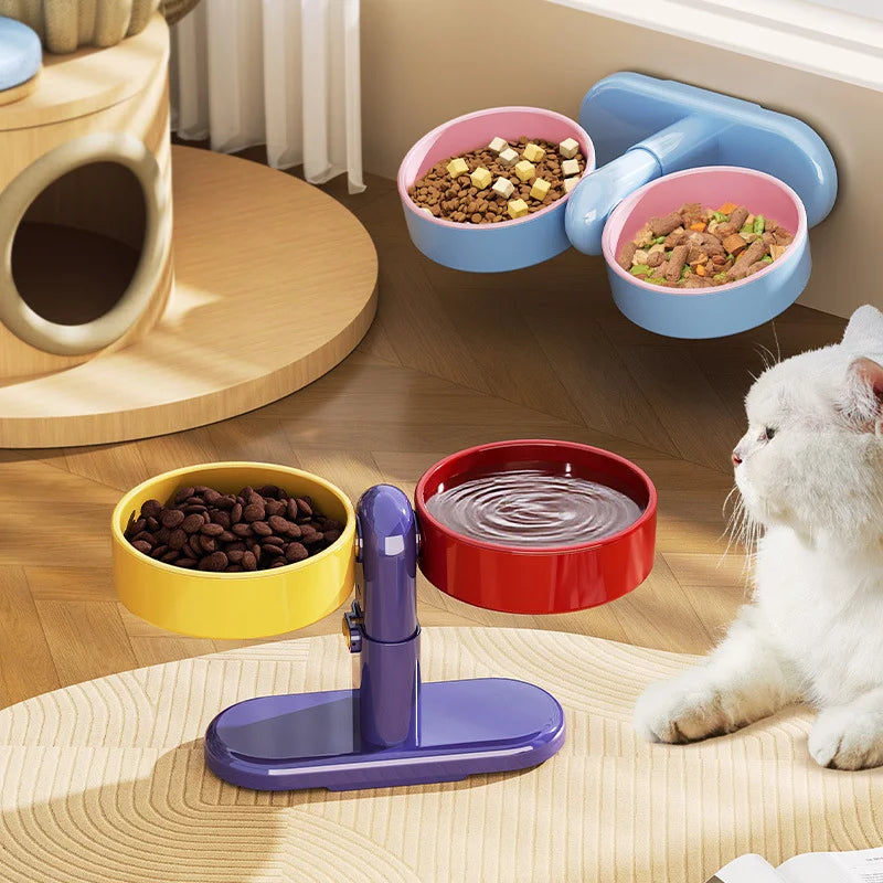 Height-Adjustable Anti-Tip Pet Bowl – For Cats & Dogs