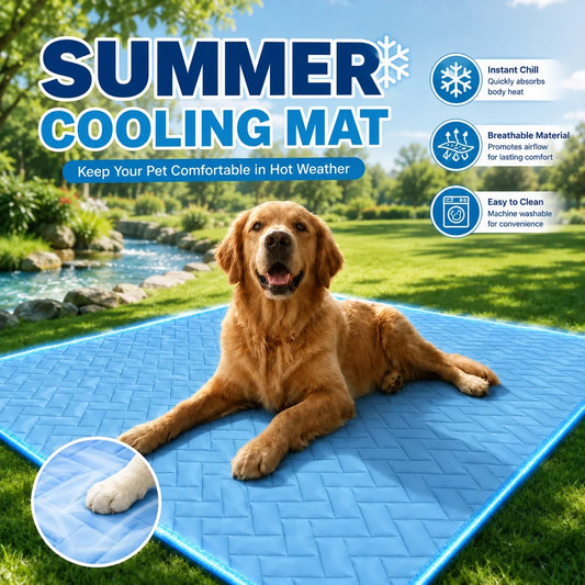 Breathable Cooling Mat for Dogs & Cats — Washable Summer Ice Pad in 4 Sizes, Single or Twin Pack