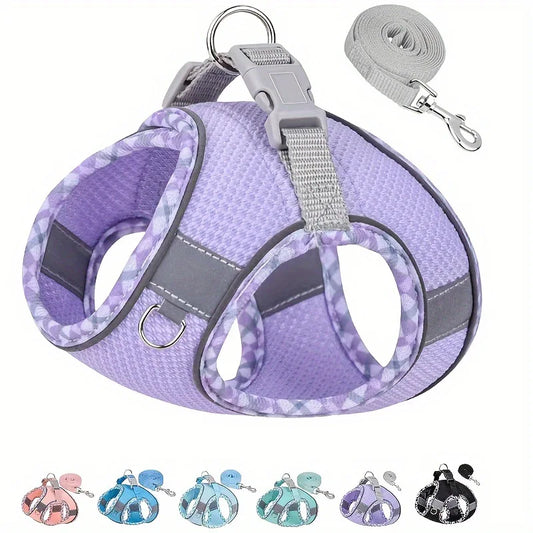 Reflective Pet Harness and Leash Set - Comfortable Vest for Small to Medium Dogs