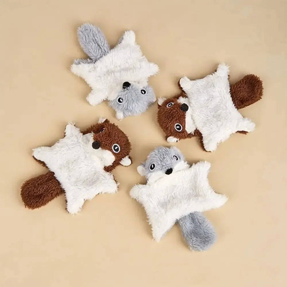 Plush Flying Squirrel Cat Teaser Toy with Crinkle Sound