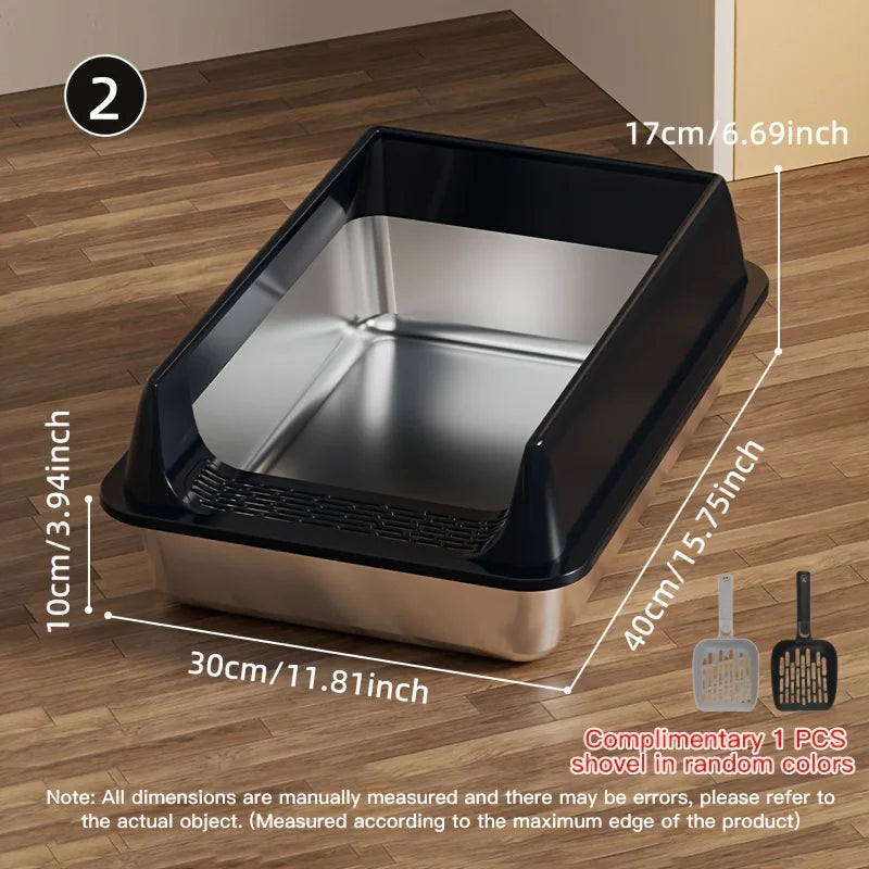 Stainless Steel Semi-Enclosed Cat Litter Box