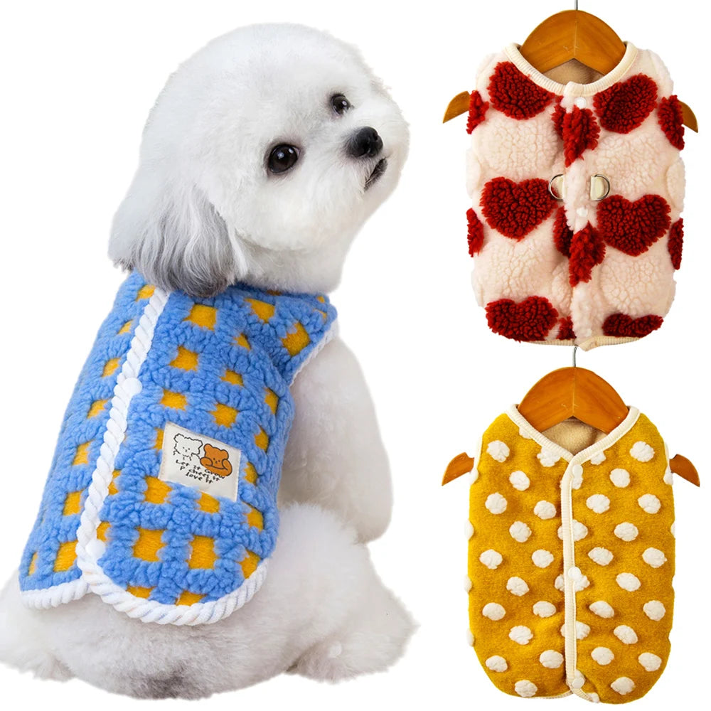 Fleece Dot Print Jacket Vest for Small Dogs & Cats