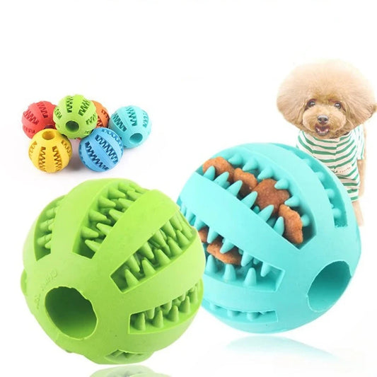 Interactive Rubber Ball Dog Toy - Natural Rubber Treat Dispensing Ball